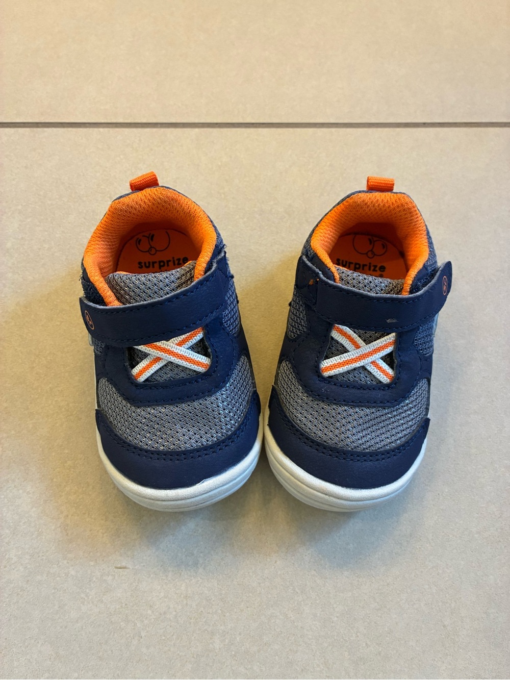 Surprize Stride Rite Kids Navy and Gray Athletic Sneakers with Orange Accents
